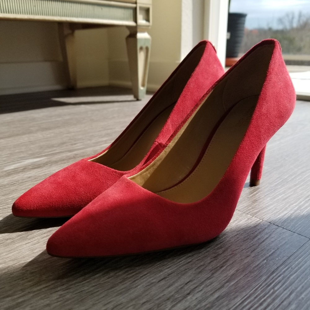 Michael Kors red suede heels, pumps, shoes